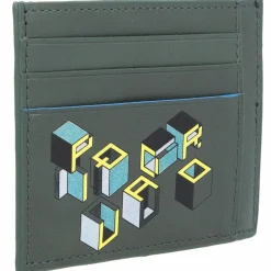Piquadro Visitenkartenetuis<Blue Square Revamp Kreditkartenetui RFID Leder 11,5 cm green-yellow/graphic