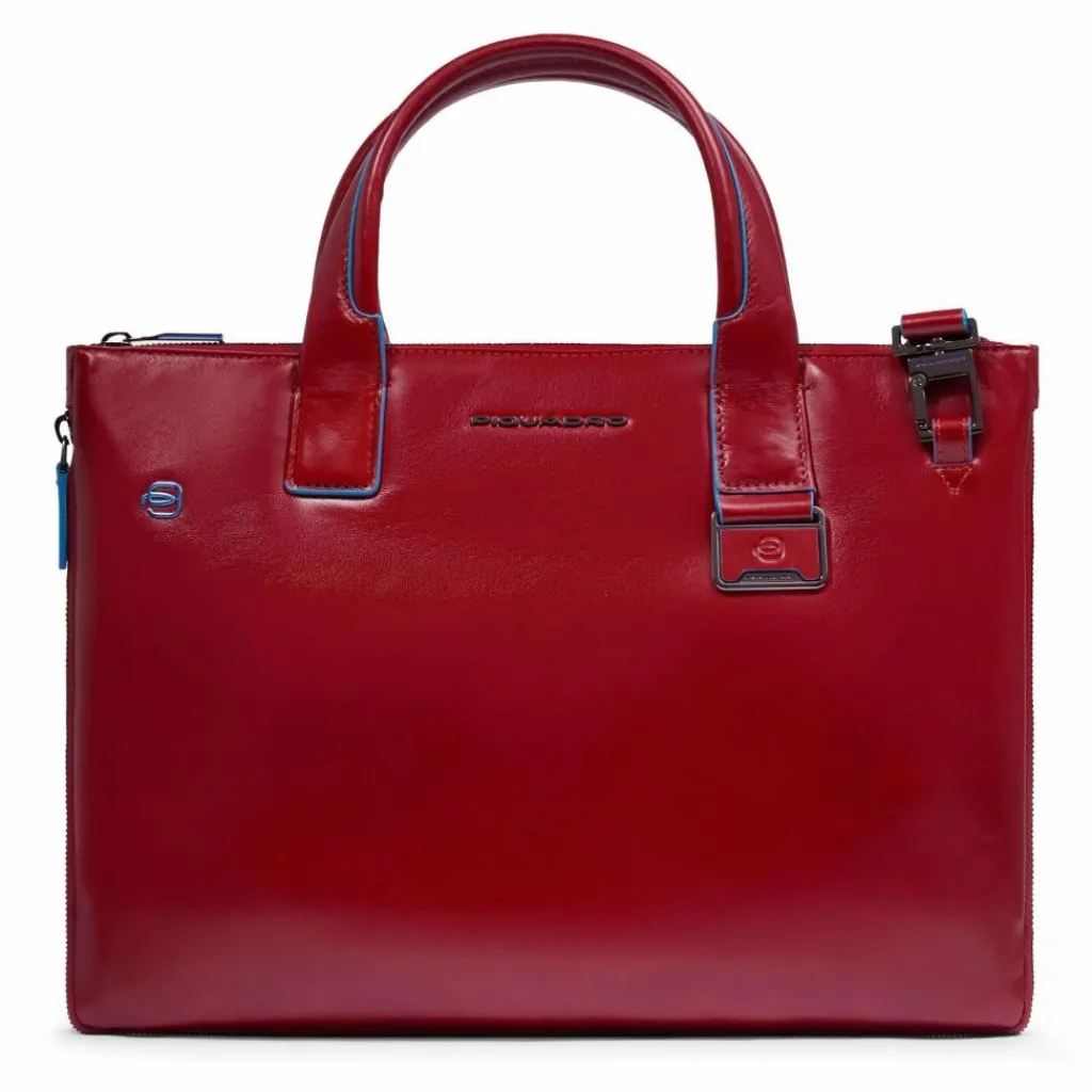 Piquadro Shopper|Schultertaschen<Blue Square Shopper Tasche Leder 38 cm Laptopfach mit Dehnfalte red