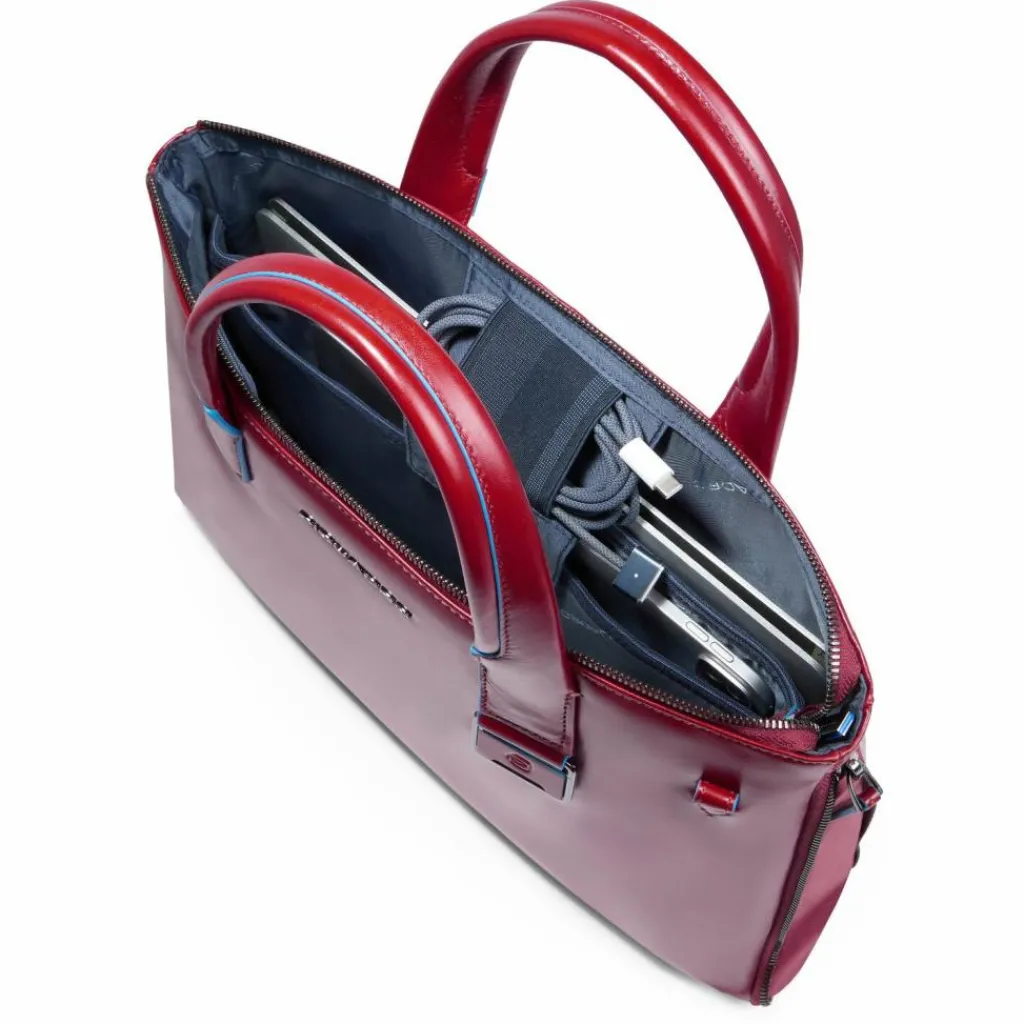 Piquadro Shopper|Schultertaschen<Blue Square Shopper Tasche Leder 38 cm Laptopfach mit Dehnfalte red