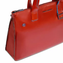 Piquadro Blue Square Shopper Tasche Leder 38 cm Laptopfach mit Dehnfalte