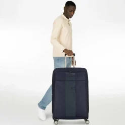 Piquadro Weichgepäck|4-Rollen Koffer<Brief 4 Rollen Trolley 78 cm mit Dehnfalte blue