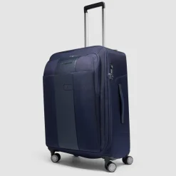 Piquadro Weichgepäck|4-Rollen Koffer<Brief 4 Rollen Trolley 68 cm mit Dehnfalte blue