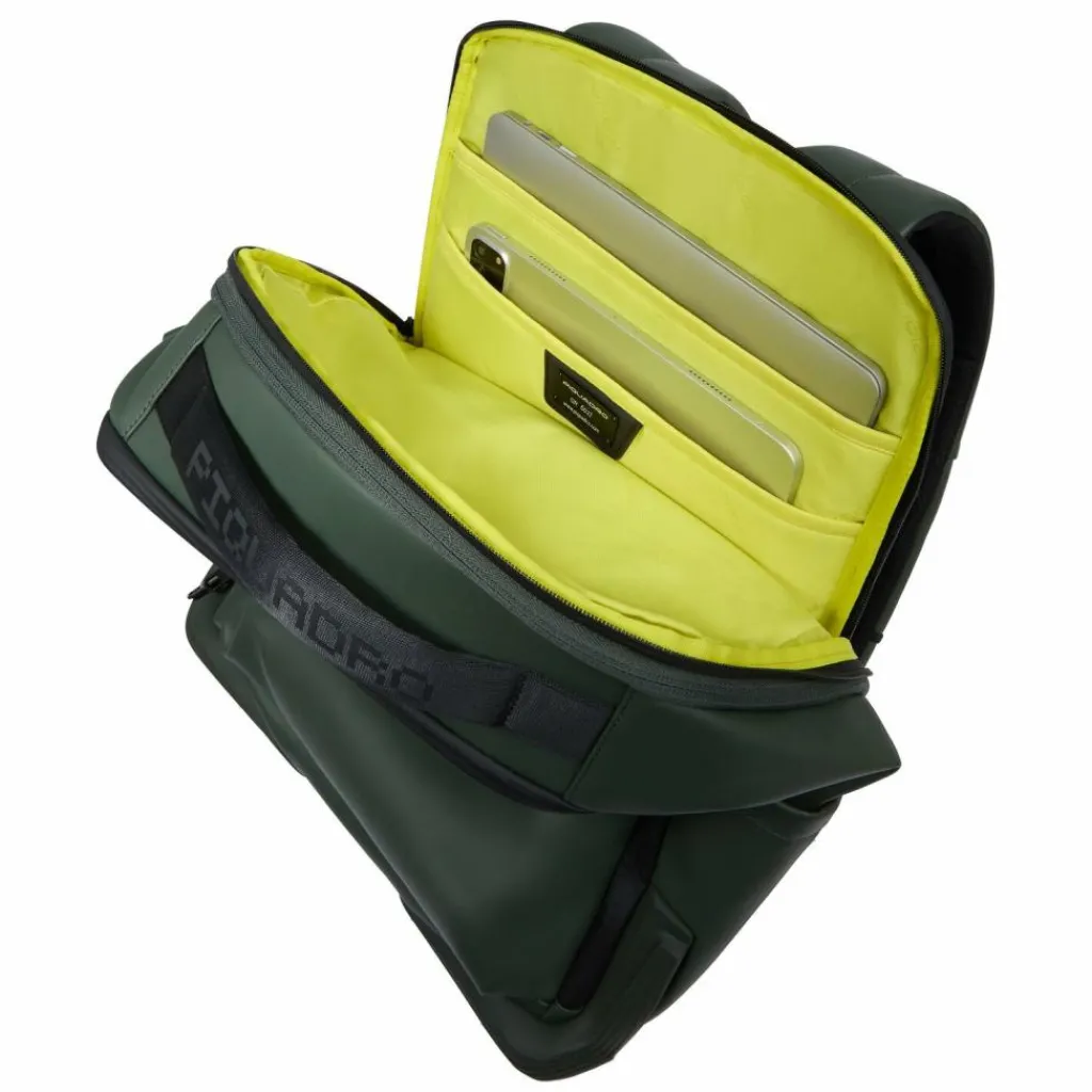 Outlet Piquadro Corner Daypack RFID Schutz 43 cm Laptopfach green