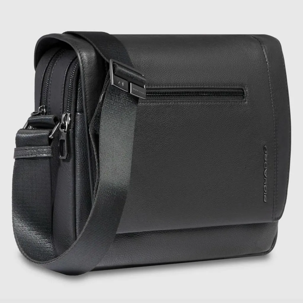 New Piquadro Cronus Umhängetasche Leder 28 cm black