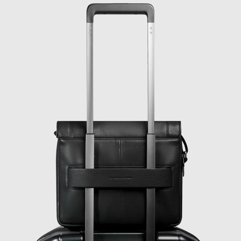 New Piquadro Cronus Umhängetasche Leder 28 cm black