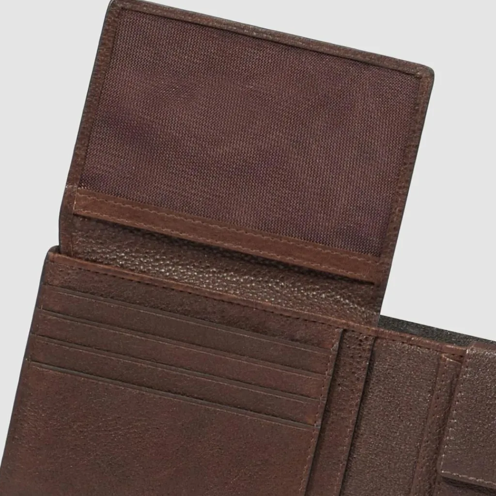 Clearance Piquadro Hedley Geldbörse RFID Schutz Leder 12.5 cm dark brown