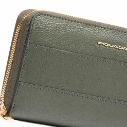 Piquadro Damengeldbörsen Querformat<Patricia Geldbörse RFID Schutz Leder 19 cm green