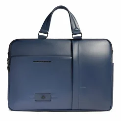 Outlet Piquadro Russel Aktentasche RFID Schutz Leder 40 cm Laptopfach blue