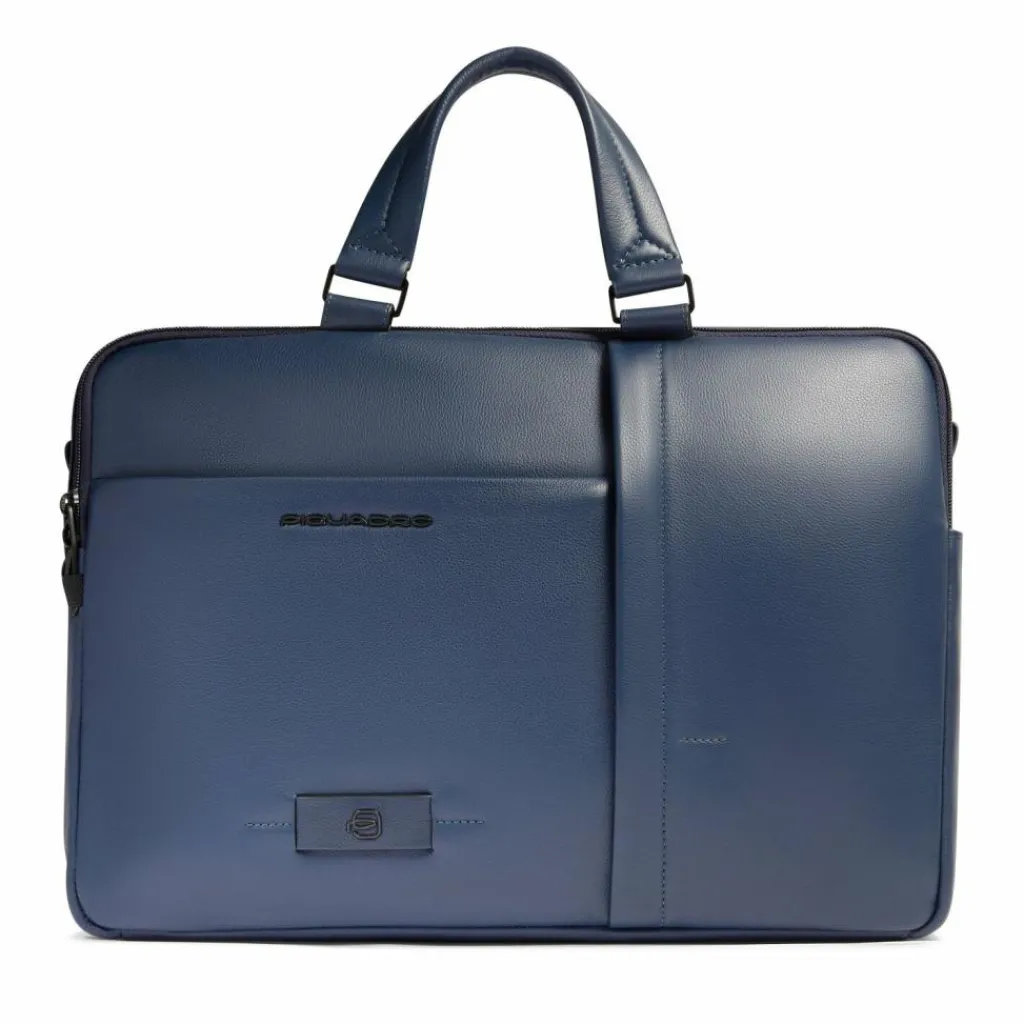 Outlet Piquadro Russel Aktentasche RFID Schutz Leder 40 cm Laptopfach blue