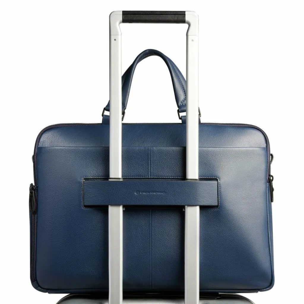 Outlet Piquadro Russel Aktentasche RFID Schutz Leder 40 cm Laptopfach blue