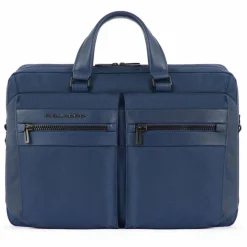 Clearance Piquadro Woody Aktentaschen Leder 43 cm Laptopfach blue