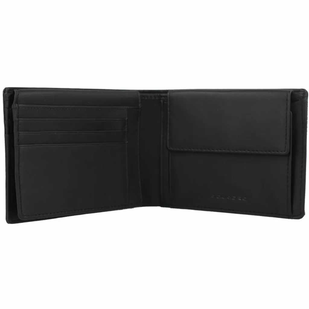 Outlet Piquadro Woody Geldbörse RFID Schutz Leder 13 cm black