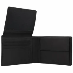 Outlet Piquadro Woody Geldbörse RFID Schutz Leder 13 cm black