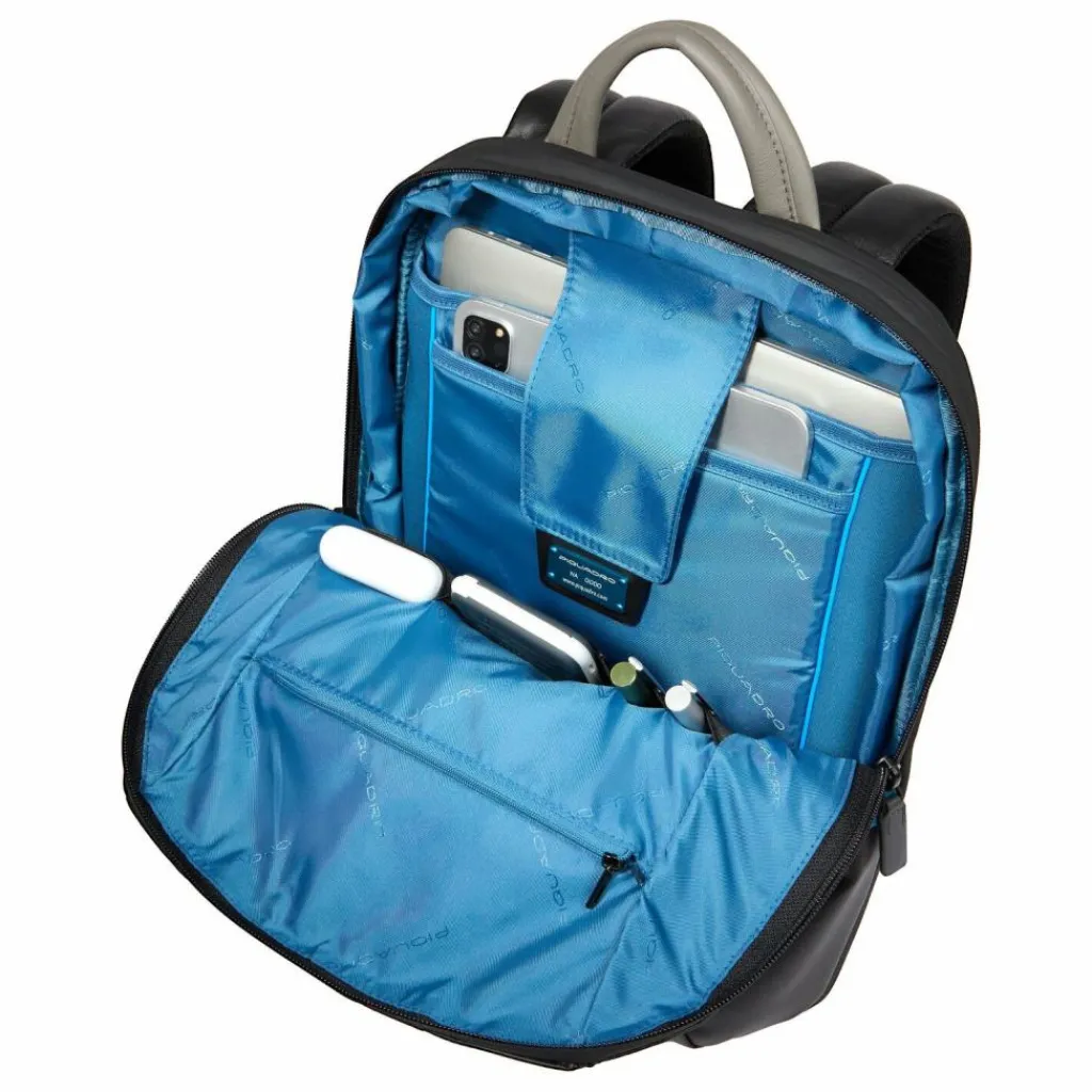 Piquadro Zaino Daypack Leder 42 cm Laptopfach black-grey