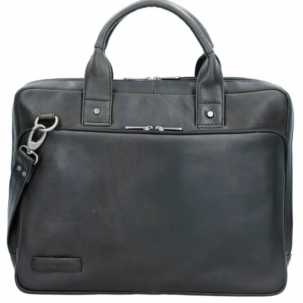 Plevier Laptoptaschen|Aktentaschen<Navigator Aktentasche Leder 40 cm Laptopfach schwarz