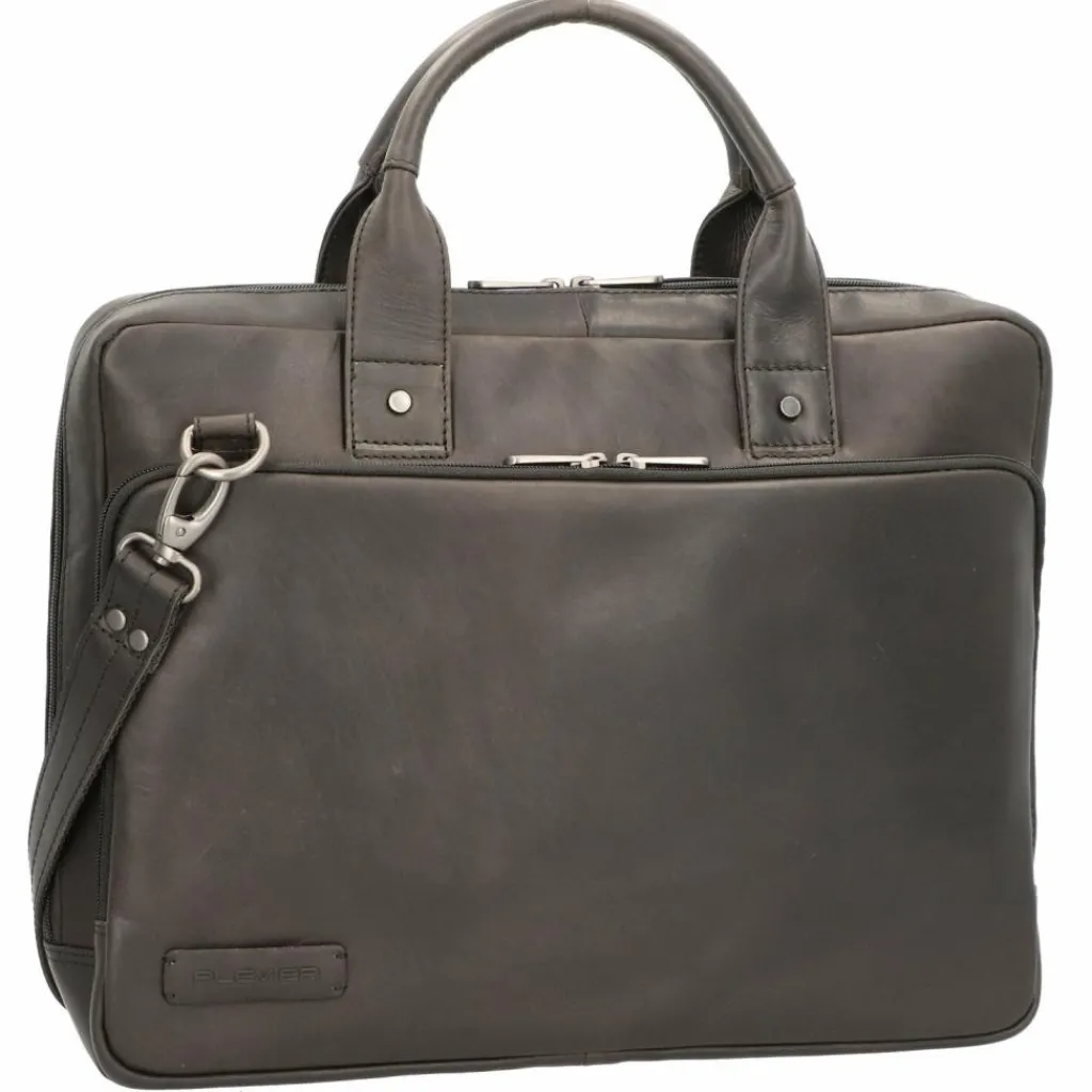 Plevier Laptoptaschen|Aktentaschen<Navigator Aktentasche Leder 40 cm Laptopfach schwarz
