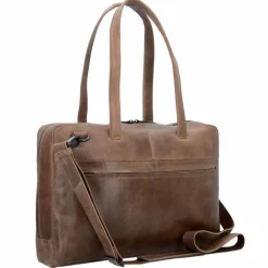Plevier Schultertaschen<Pure Schultertasche Leder 43 cm Laptopfach taupe
