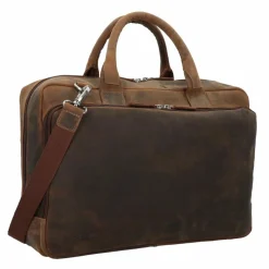 Best Plevier Retro Colmar Aktentasche Leder 40 cm Laptopfach dunkelbraun