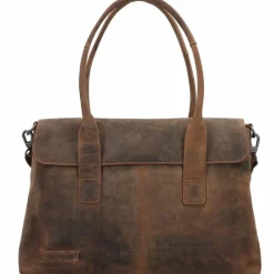 Plevier Schultertaschen<Retro Lamarr Schultertasche Leder 45 cm Laptopfach dunkelbraun