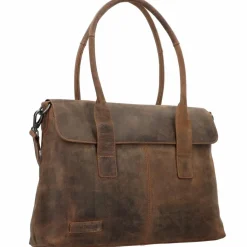 Plevier Schultertaschen<Retro Lamarr Schultertasche Leder 45 cm Laptopfach dunkelbraun