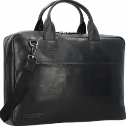 Plevier Rock Aktentasche RFID Schutz Leder 43 cm Laptopfach schwarz