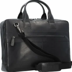 Plevier Rock Aktentasche RFID Schutz Leder 43 cm Laptopfach schwarz