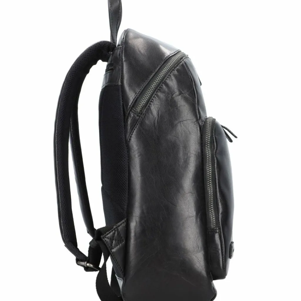Plevier Rock Amaril Business-Rucksack Leder 43 cm Laptopfach schwarz
