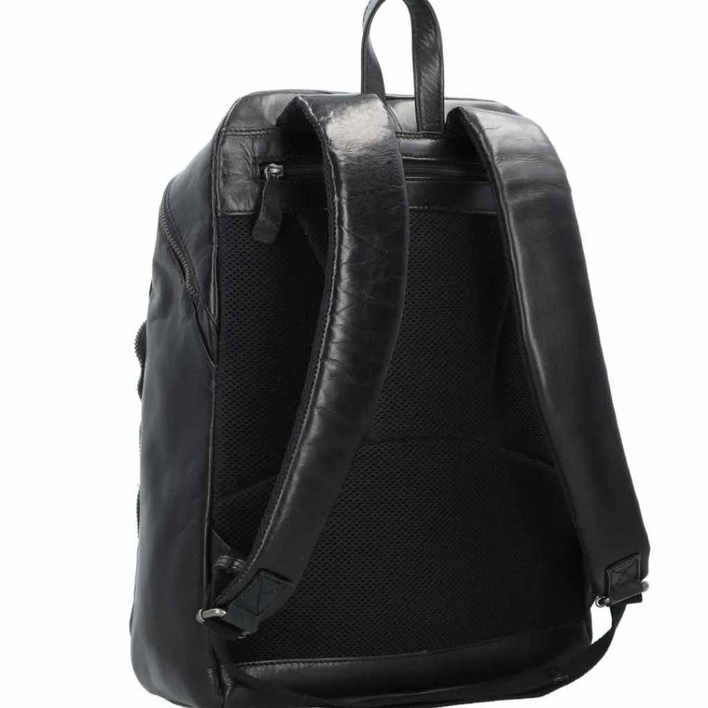 Plevier Rock Amaril Business-Rucksack Leder 43 cm Laptopfach schwarz