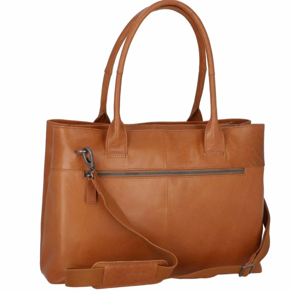 Plevier Schultertaschen<Rock Amber Schultertasche Leder 43 cm Laptopfach cognac