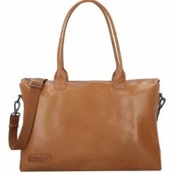 Clearance Plevier Rock Copal Schultertasche Leder 44 cm Laptopfach cognac