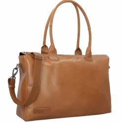 Clearance Plevier Rock Copal Schultertasche Leder 44 cm Laptopfach cognac