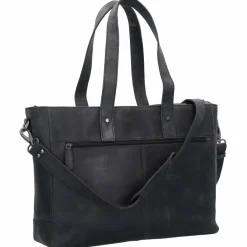 Hot Plevier Shopper Tasche Leder 41 cm Laptopfach schwarz