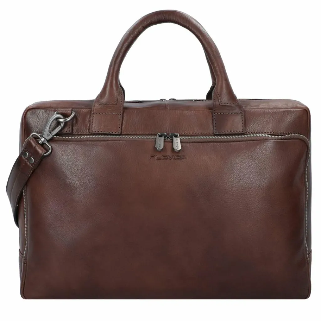 Online Plevier Vintage Bill Aktentasche Leder 40 cm Laptopfach braun