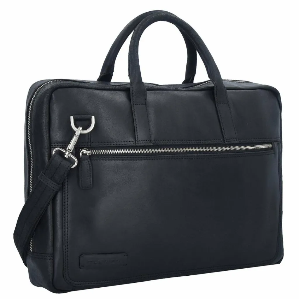 Plevier Vintage London Aktentasche RFID Schutz Leder 41 cm Laptopfach schwarz