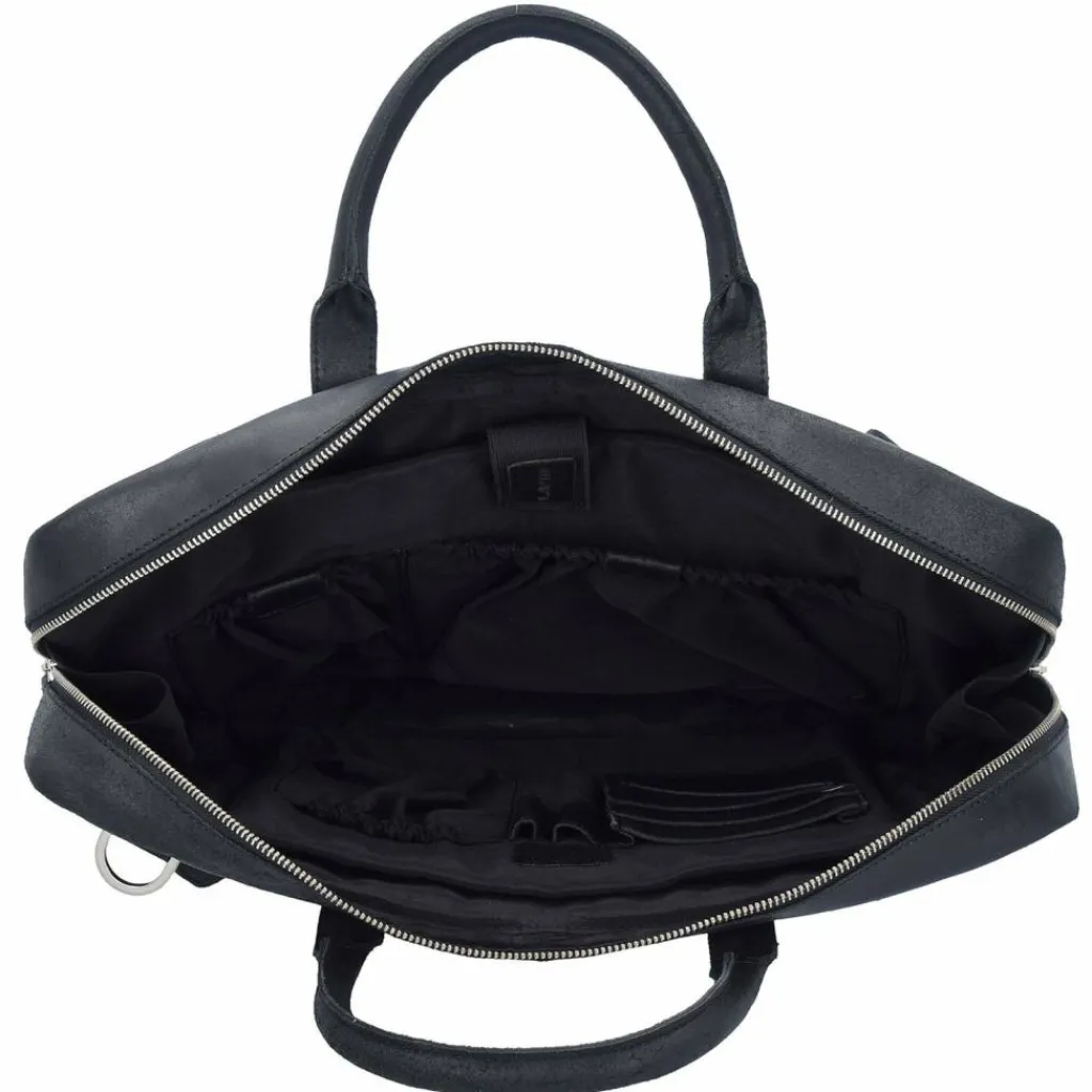 Plevier Vintage London Aktentasche RFID Schutz Leder 41 cm Laptopfach schwarz