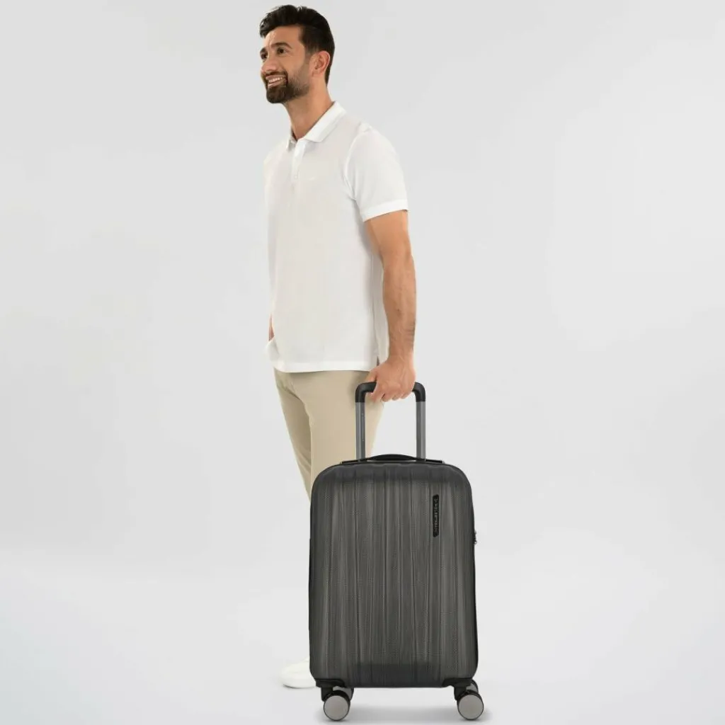 Sale Polestream Moonrock 4 Rollen Kabinentrolley 55 cm mit Dehnfalte black brushed