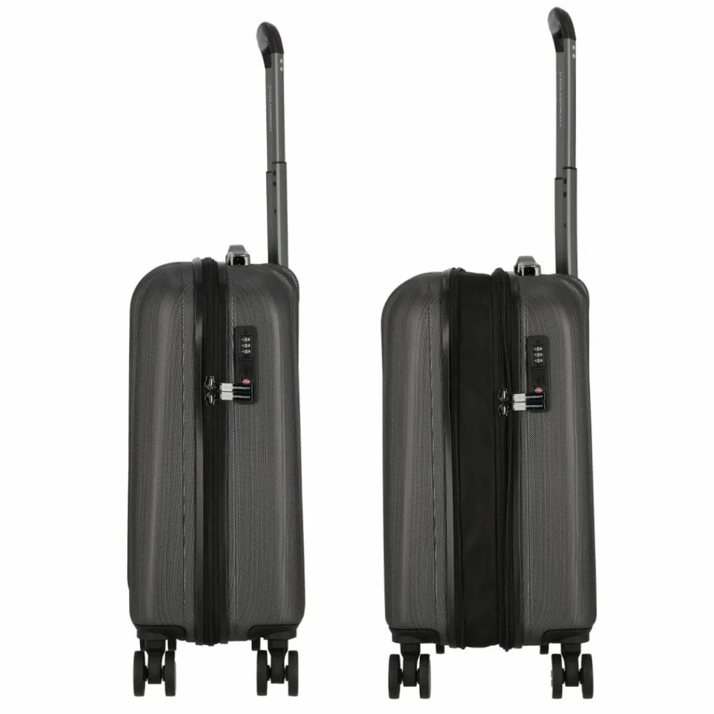 Sale Polestream Moonrock 4 Rollen Kabinentrolley 55 cm mit Dehnfalte black brushed