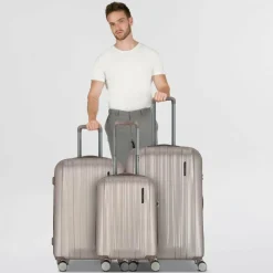 Polestream Koffersets Als Hartgepäck|Koffersets 3-Teilig<Moonrock 4 Rollen Kofferset 3-teilig mit Dehnfalte rosesilver brushed