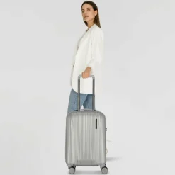 New Polestream Moonrock 4 Rollen Kabinentrolley 55 cm mit Dehnfalte silver brushed