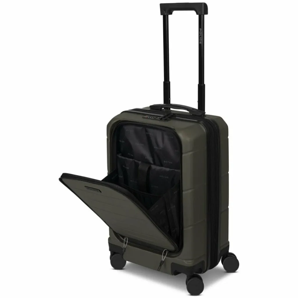 Sale Police London 4 Rollen Kabinentrolley 55 cm Laptopfach mit Dehnfalte cool olive