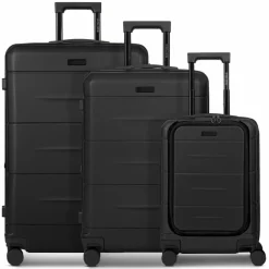 Outlet Police London 4 Rollen Kofferset 3-teilig mit Dehnfalte deep black