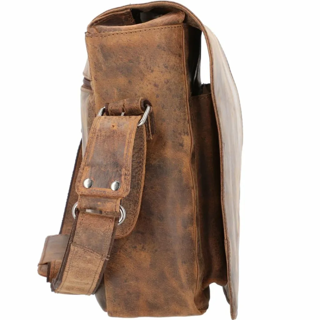 Pride and Soul Umhängetaschen<Ben Umhängetasche Leder 33 cm Laptopfach braun