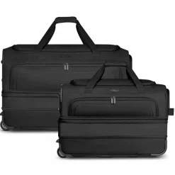 New Redolz Duffle Essentials 2-Rollen Reisetasche Set 2 tlg. M+L mit Dehnfalte black