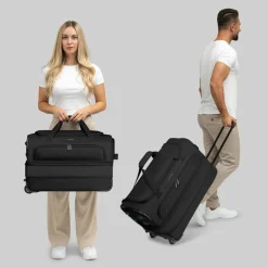 New Redolz Duffle Essentials 2-Rollen Reisetasche Set 2 tlg. M+L mit Dehnfalte black
