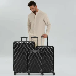 Sale Redolz Essentials 18 4 Rollen Kofferset 3-teilig mit Dehnfalte metallic-black shiny