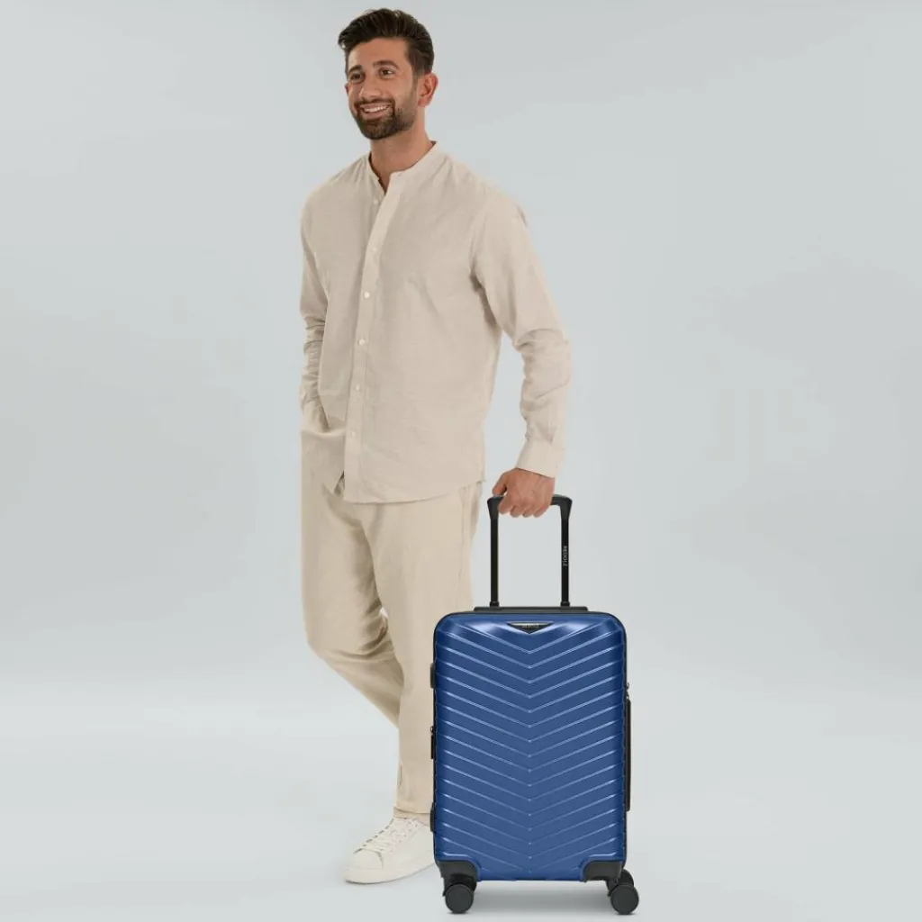 Redolz Hartgepäck Kabinengepäck|4-Rollen Kabinentrolleys<Essentials 18 4 Rollen Kabinentrolley 55 cm mit Dehnfalte metallic-blue shiny