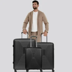 Redolz Koffersets Als Hartgepäck|Koffersets 3-Teilig<Essentials 14 4 Rollen Kofferset 3-teilig mit Dehnfalte black metallic