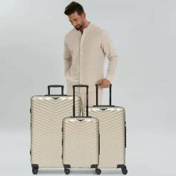 Redolz Koffersets Als Hartgepäck|Koffersets 3-Teilig<Essentials 18 4 Rollen Kofferset 3-teilig mit Dehnfalte metallic-greige shiny