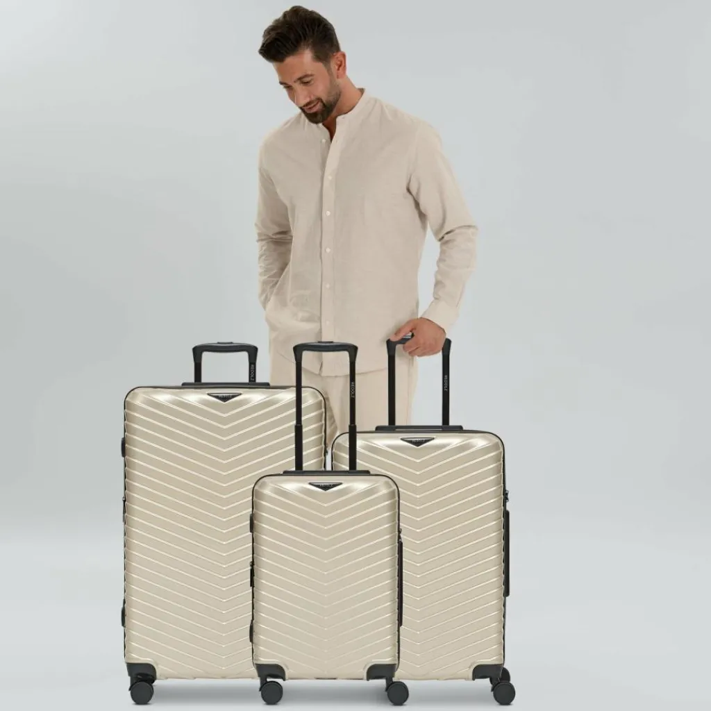 Redolz Koffersets Als Hartgepäck|Koffersets 3-Teilig<Essentials 18 4 Rollen Kofferset 3-teilig mit Dehnfalte metallic-greige shiny