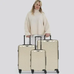 Redolz Koffersets Als Hartgepäck|Koffersets 3-Teilig<Essentials 18 4 Rollen Kofferset 3-teilig mit Dehnfalte metallic-greige shiny